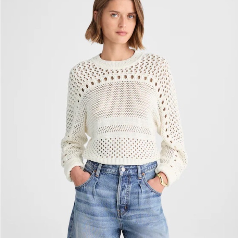 Madewell open stitch cotton pullover sweater